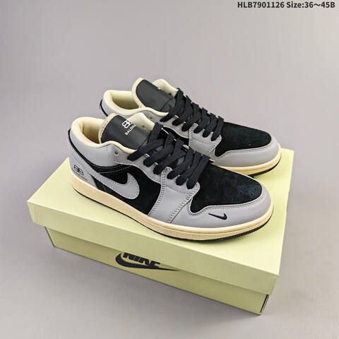 Nike Air Jordan 1 Low Black White Red 36 45B Lifestyle - Women's (BS-63065)