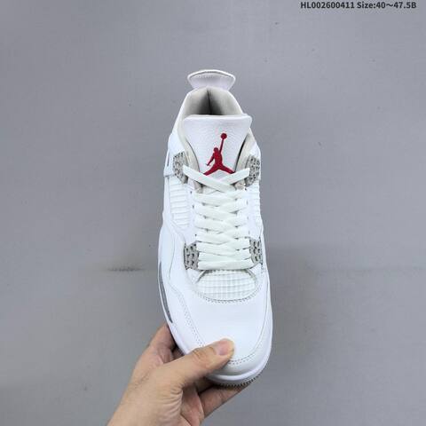 Jordan Air Jordan 4 Retro White Oreo White Tech Grey Black Fire Red EU 40-47 5 Basketball - Men's (BS-66249)