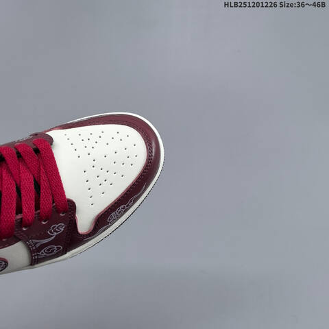 Nike Air Jordan 1 Low White Burgundy Red Black 36 46 Lifestyle - Unisex (BS-67255)