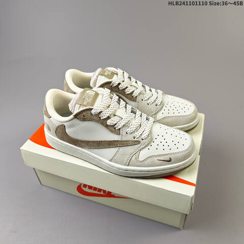 Nike Air Jordan 1 x Travis Scott Beige Cream With Purple And Blue Accents EU 36-45 Casual - Unisex (BS-63870)