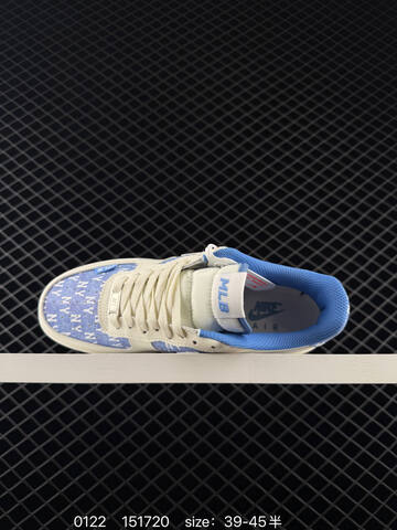 Nike Air Force 1 07 Cream Blue NY Yankees Print 39-45 Lifestyle - Unisex (BS-73025)
