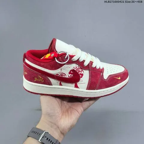 Nike Air Jordan 1 Low Black White Red 36 45 Casual - Unisex BS-66107
