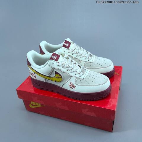 Nike Air Force 1 07 LV8 Off White Grey Burgundy Pink EU 36-45 Skate Shoe - Unisex BS-62020