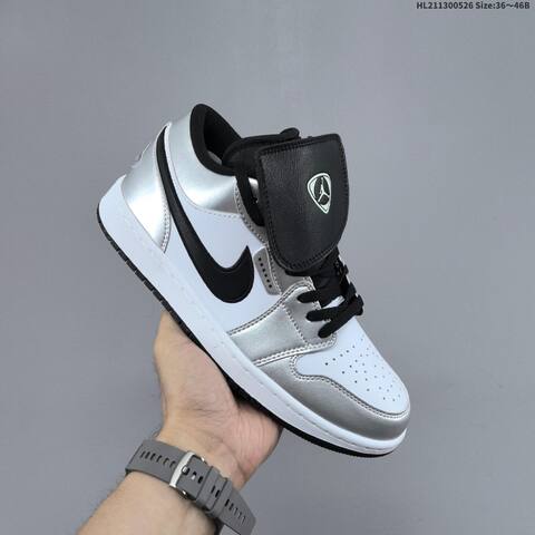 Jordan Air Jordan 1 Low SE Silver White Black 36 46B Casual - Women's (BS-65879)
