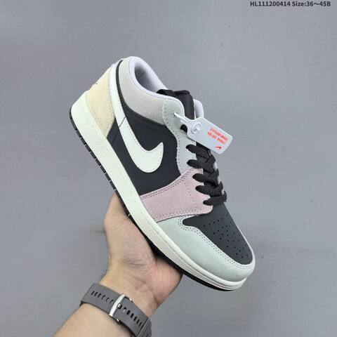 Nike Air Jordan 1 Low Black Grey Pink White 36 45 Basketball - Unisex BS-66196