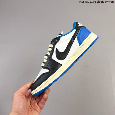 Nike Air Jordan 1 Low Travis Scott White Black Blue Cream 36-46 Casual - Unisex (BS-63168)