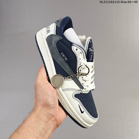 Nike Air Jordan 1 Off-white Gray Green With Vintage-style Printed Overlay EU 36-45 Basketball - Unisex (BS-63690)