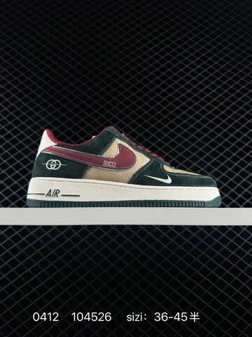 Nike Air Force 1 Multiple Custom Colorways Dark Green Yellow White Dark Green Beige Burgundy White Dark Brown Grey White Black Red White EU 36-45 With Half Sizes Lifestyle - Unisex BS-72150