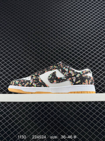 Nike SB Dunk Low White Black Multicolor Speckled With Gum Sole 36-46 Skate - Unisex (BS-73920)