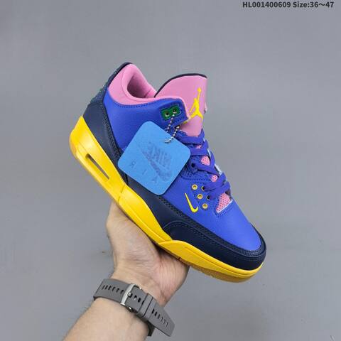 Jordan Air Jordan 3 Retro OG Brasil Blue Pink Yellow Navy EU 36-47 Basketball - Unisex BS-65785