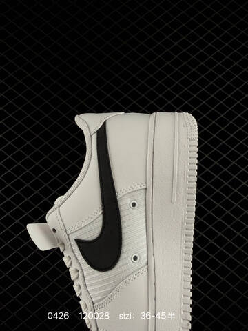 Nike Air Force 1 07 White With Black Swoosh EU 36-45 Half Sizes Available Lifestyle - Unisex (BS-71861)