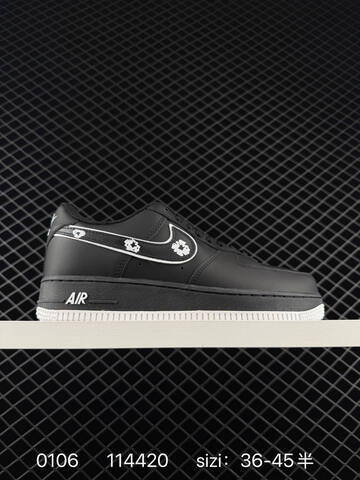 Nike Air Force 1 Low Black White And White Black With Daisy Floral Details EU 36-45 5 Lifestyle - Unisex (BS-73296)