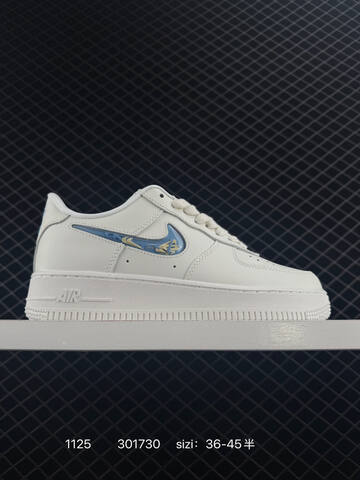 Nike Air Force 1 07 White With Blue Swoosh EU 36-45 Lifestyle - Unisex (BS-74018)