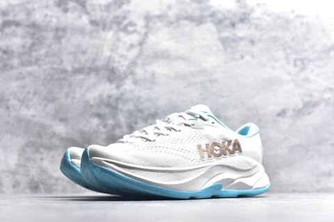 HOKA Rincon 4 White Light Blue Rose Gold Running Shoe Running Sneakers (BS-59413)