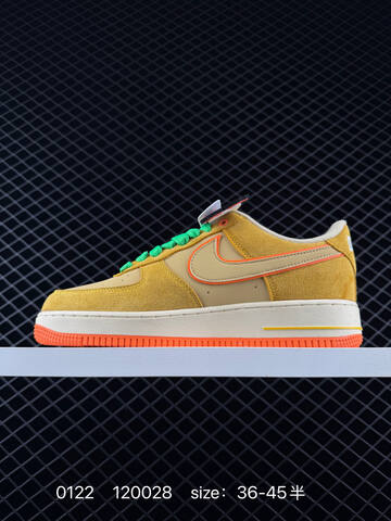 Nike Air Force 1 07 Low Tan Beige Orange With Green Laces EU 36-45 5 Lifestyle - Unisex (BS-73029)