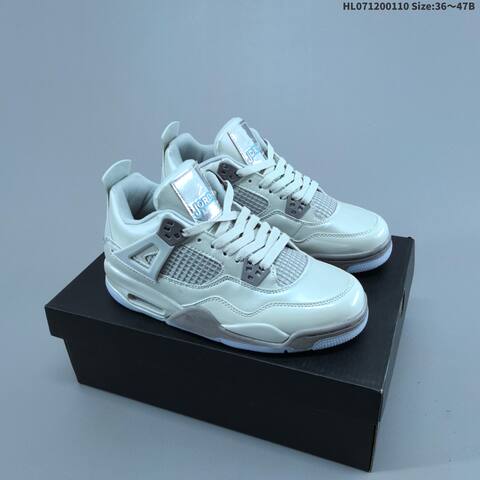 Jordan Air Jordan 4 Retro White Grey And Black Grey Burgundy EU 36-47 Basketball - Unisex (BS-67016)