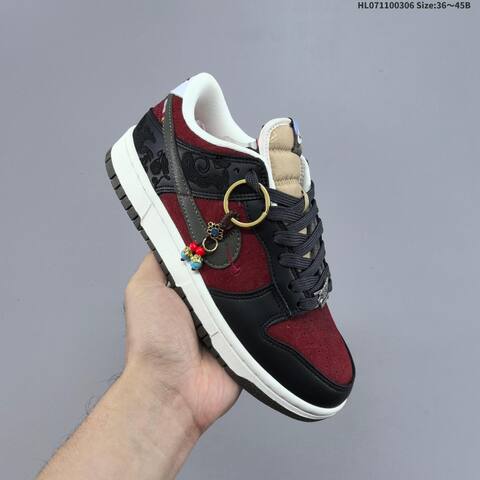 Nike SB Dunk Low CNY Pegasus Pack Black Burgundy Dark Olive Sail EU 36-45 Skate Shoe - Unisex BS-61462