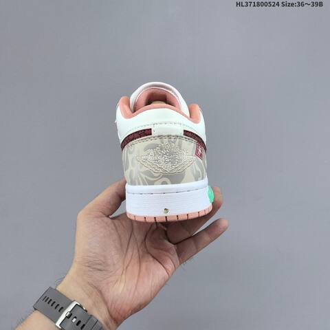 Nike Air Jordan 1 Low Cream Pink Red Grey EU 36-39 Lifestyle - Women's (BS-65888)