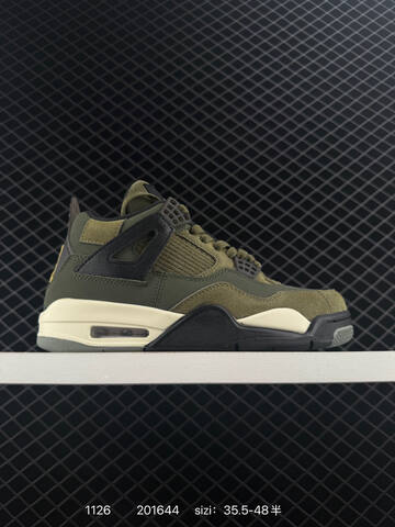 Jordan Air Jordan 4 Retro Olive Green Black Cream Pale Gold EU 35 5-48 Basketball Shoe - Unisex BS-80186