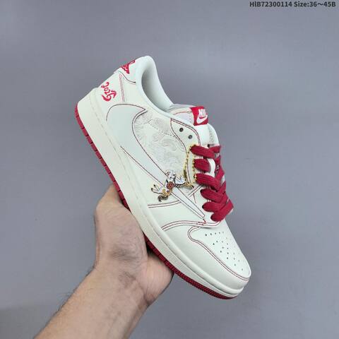 Nike Air Jordan 1 Low White Varsity Red 36 45 Casual - Unisex (BS-66973)