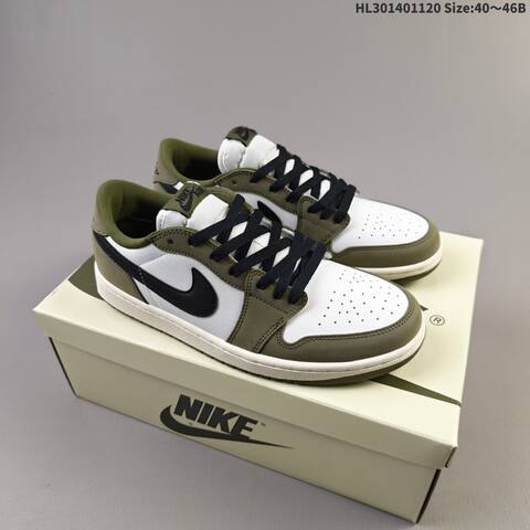 Nike Air Jordan 1 Retro Low OG White Olive Black 40 46 Casual - Men's (BS-63427)