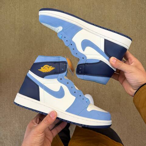 Jordan Air Jordan 1 High OG First In Flight FD2596-400 Sail University Blue Navy USA 8 EU 41 Basketball Shoe - Men's (BS-87233)