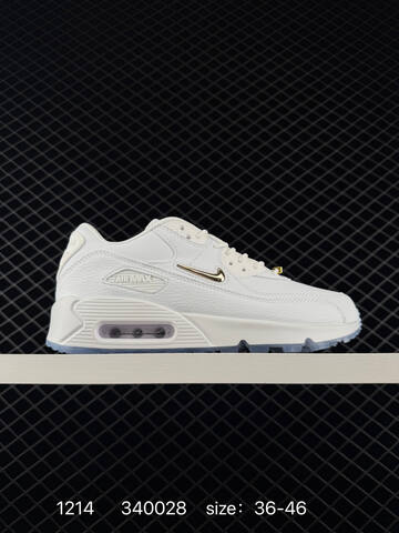 Nike Air Max 90 White With Gold Accents 36-46 Casual - Unisex (BS-73709)