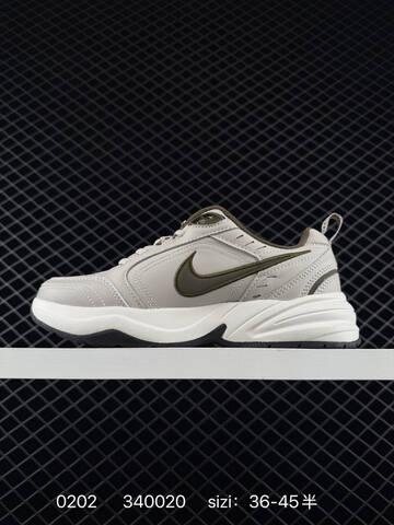 Nike Air Monarch 4 Light Gray White Black With Olive Swoosh EU 36-45 Casual - Unisex (BS-72848)