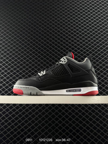 Jordan Air Jordan 4 Retro Bred Reimagined Black Grey Red White EU 36-47 Basketball Shoe - Unisex BS-80731