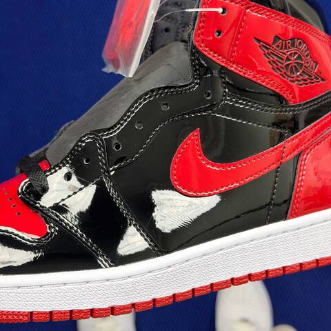 Jordan Air Jordan 1 Retro High OG Patent Bred 555088-063 Black Red White EU 42 5 Basketball Shoe - Men's (BS-87159)