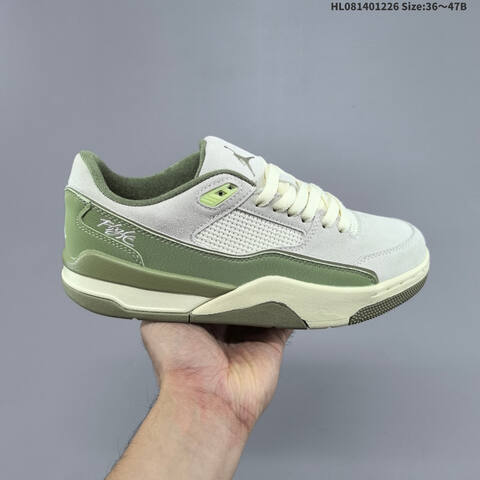 Jordan Air Jordan 4 Retro Gray Olive Green White 36 47B Basketball - Women's (BS-67253)