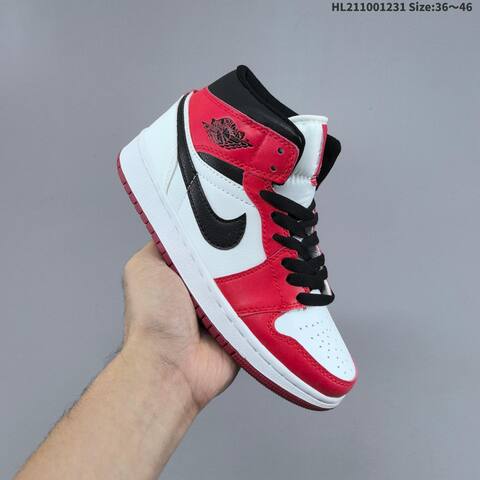Nike Air Jordan 1 Retro Mid Red White Black EU 36-46 Basketball - Unisex (BS-67151)