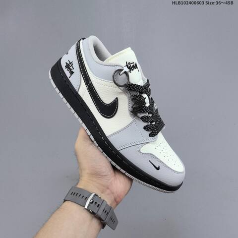 Jordan Air Jordan 1 Low Light Grey White Black EU 36-45 Basketball - Unisex BS-65812