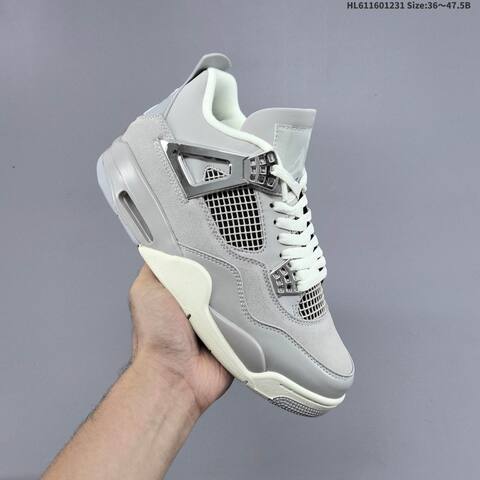 Jordan Air Jordan 4 Retro Frozen Moments Light Gray White Chrome 36-47 5 Basketball - Unisex (BS-67154)