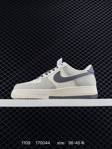 Nike Air Force 1 Low Gray And White With Monogram Print EU 36-45 Lifestyle - Unisex (BS-74282)