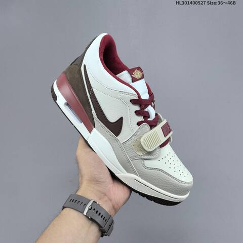 Nike Air Jordan Legacy 312 Low White Grey Burgundy Brown 36 46B Lifestyle - Women s BS-65856