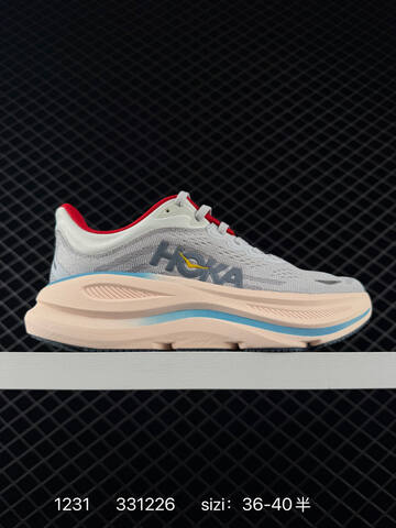 HOKA ONE ONE Clifton 10 Light Grey Peach Blue Red Dark Grey EU 36-40 Running Shoe Running Sneakers - Unisex (BS-86336)