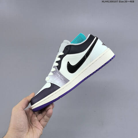 Jordan Air Jordan 1 Low White Black Purple EU 36-46 Casual - Unisex (BS-67062)