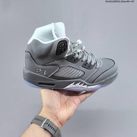 Jordan Air Jordan 5 Retro Wolf Grey White 40 47 Basketball - Men's (BS-65833)