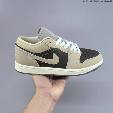 Nike Air Jordan 1 Low Black Grey Beige White 36-46 Lifestyle - Unisex (BS-67172)