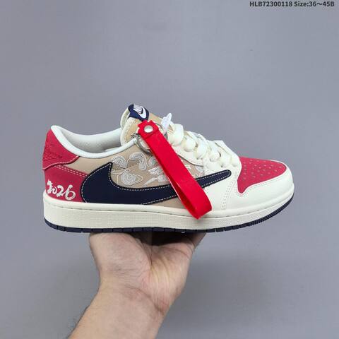 Jordan Air Jordan 1 Low x Travis Scott Sail Beige Red Navy EU 36-45 Casual - Unisex (BS-66933)