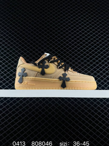 Nike Air Force 1 07 Low Chrome Hearts Custom Two Colorways 1 Black With White Cross Patches Off-white Rope Laces Silver Cross Pin Accessories 2 Gradient Pink With Black And White Cross Patches Off-white Rope Laces EU 36-45 Lifestyle - Unisex (BS-72132)