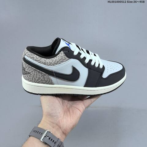 Jordan Air Jordan 1 Low PRM Black White Grey With Blue Accents EU 36-45 Lifestyle - Unisex (BS-65984)