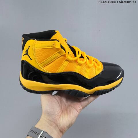 Jordan Air Jordan 11 Retro High Black And Yellow 40 47 Basketball - Men's (BS-66235)