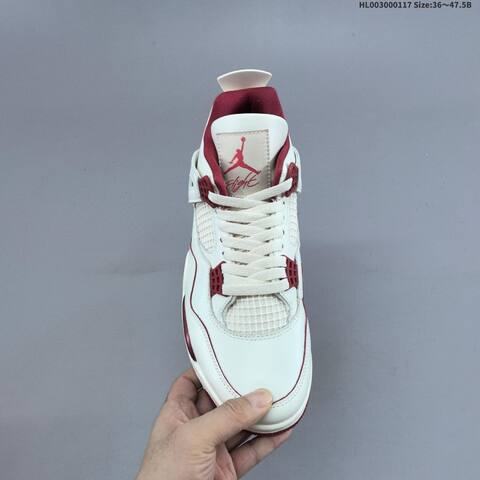 Jordan Air Jordan 4 Retro White White-sierra Red 36 47 5 Basketball - Unisex (BS-66941)