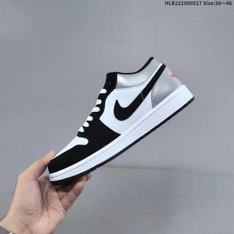 Jordan Air Jordan 1 Low Black White Silver Red 36 46 Casual - Unisex (BS-65947)