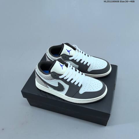 Jordan Air Jordan 1 Low Black White Grey 36 46B Casual - Women's (BS-65795)