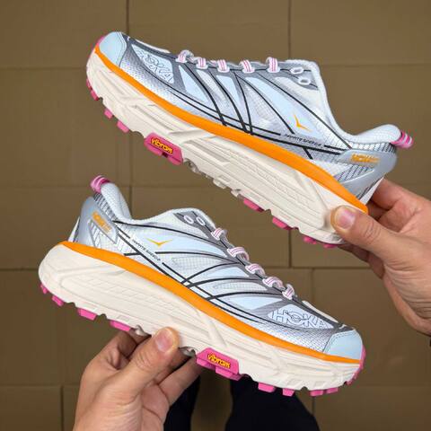 HOKA ONE ONE Mafate Speed 2 White Grey Orange Pink Trail Shoe Trail Running Sneakers (BS-86890)