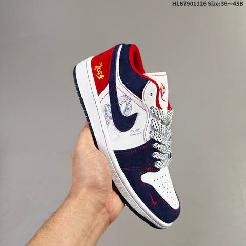 Nike Air Jordan 1 Low Black White Red 36 45B Lifestyle - Women's (BS-63065)