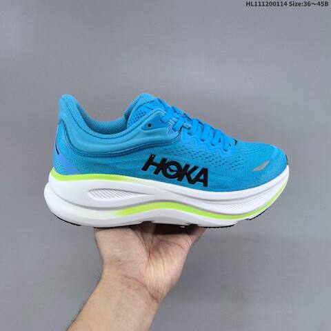 HOKA Bondi 9 Blue White Neon Green Black EU 36-45 Running Shoe Running Sneakers - Unisex (BS-69402)